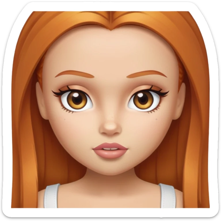 pretty bratz baddie, ginger, hazel color eyes, light skin, straight hair sticker
