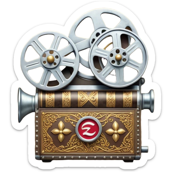 Cinematic Realistic Lebanese Cinema Pop Culture Emoji, showcasing an artistic representation of Lebanon's film heritage rendered with rich textures and dramatic, cinematic lighting. sticker