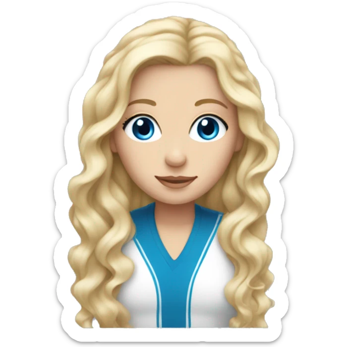 white girl with long blonde wavy hair and blue eyes sticker