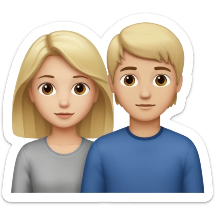 Amour à distance fille blonde et garçon châtain tous les deux clair de peau  sticker