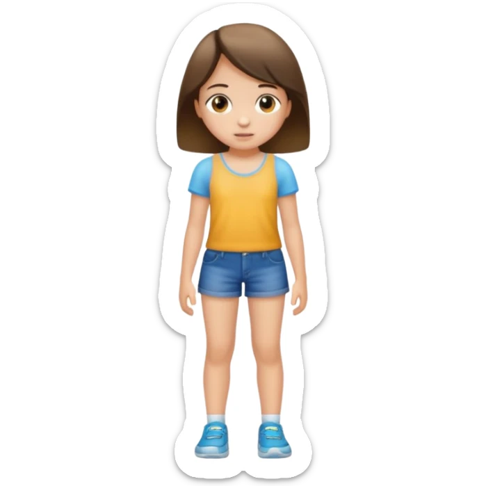 Child 8 year old girl standing  no shorts no shirt sticker