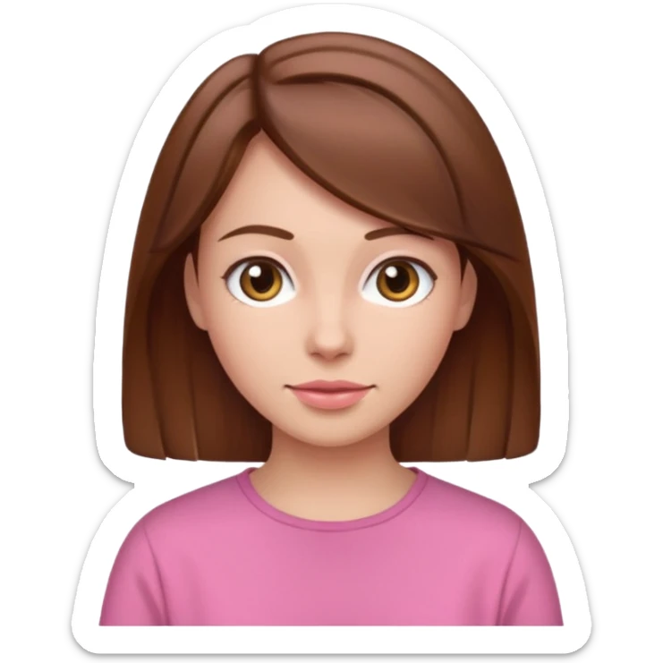 woman casual pink cloth brown hair  sticker