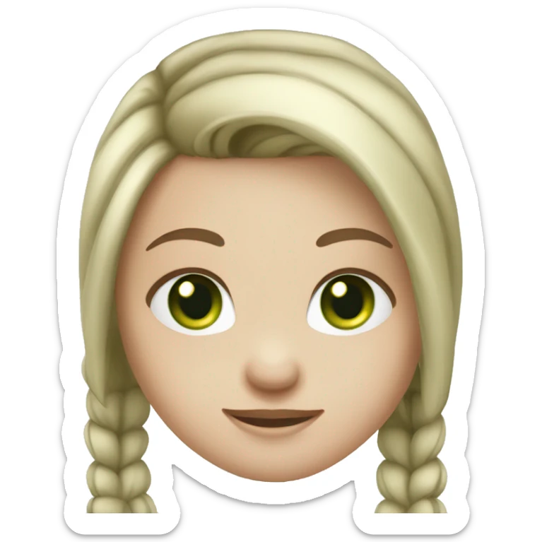Girl with green eyes, white skin, pony tail, blinde hair  sticker
