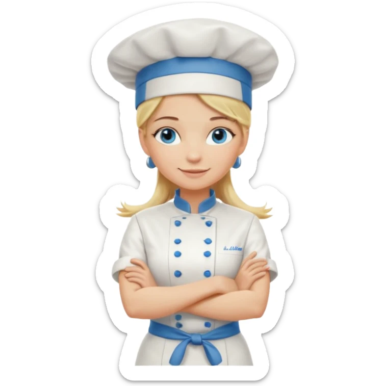 Full body 
Sexy Long Blonde hair blue eyed female chef arms folded sticker