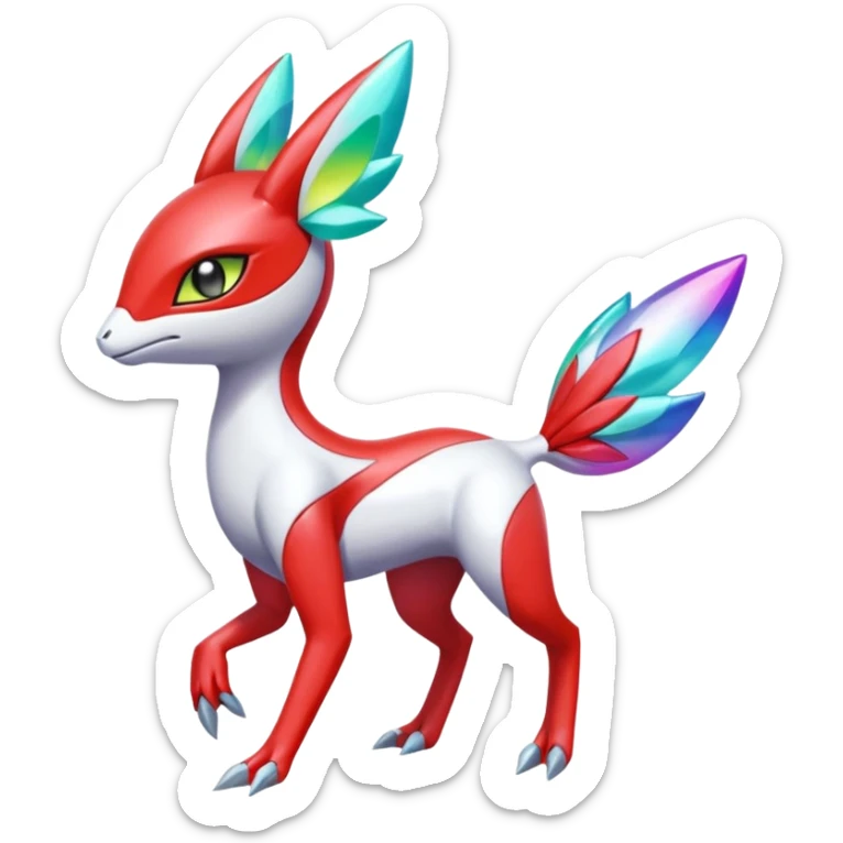Shiny Colorful Meloetta-Latias-Koraidon-Peppercat-Protogen-Pokémon-Digimon-Fakémon-fusion-hybrid-creature sticker