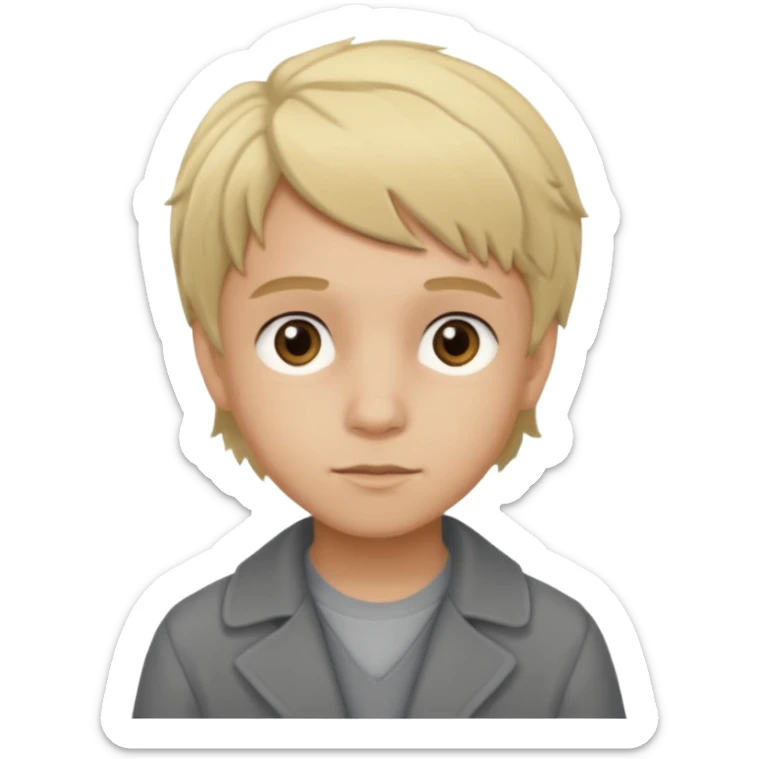 Gavroche From Les Miserables with light skin, brown eyes, blonde hair, gray outfit sticker