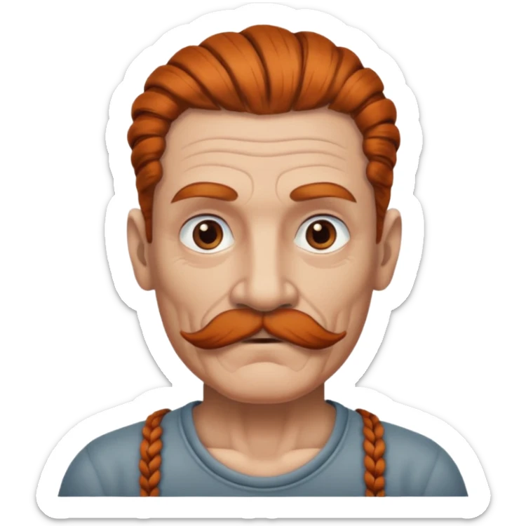gray color mstache dark ginger braids man very gray mustache old very tattoed with the whitest mustache ever sticker