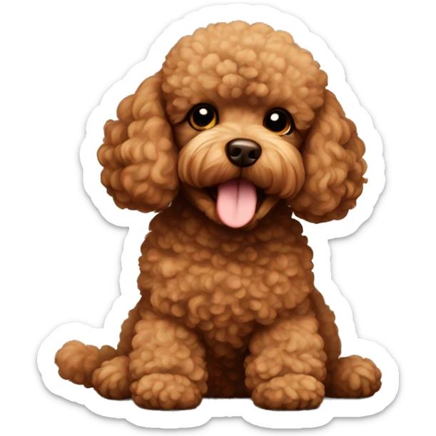 Brown toy poodle laying sticker
