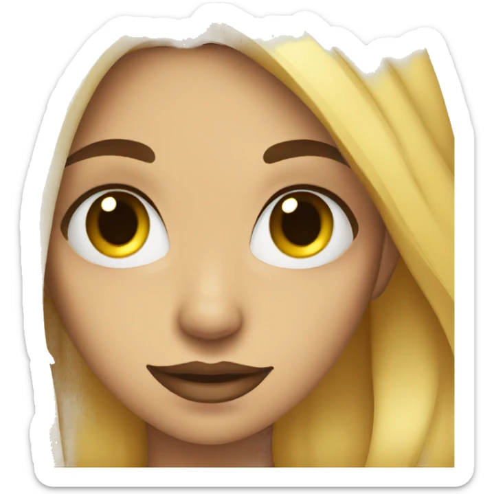 Yellow female emoji with dark blue hair, nose piercing, and sunflower colored eyes sticker