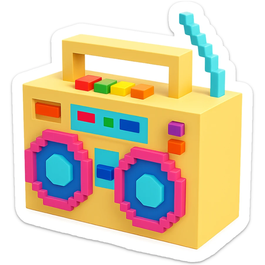 beige boombox sticker