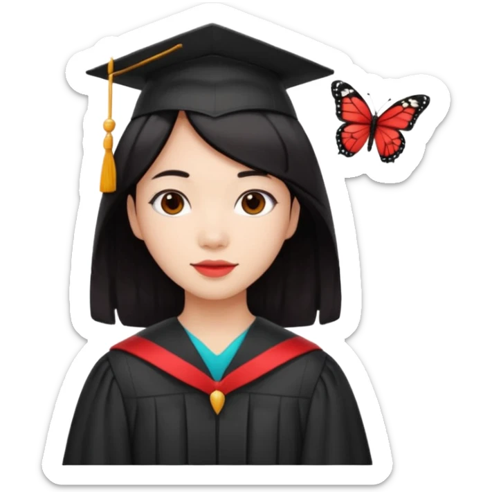 Graduate red filipino black hair with straight wavy hairclength butterfly haircut sticker