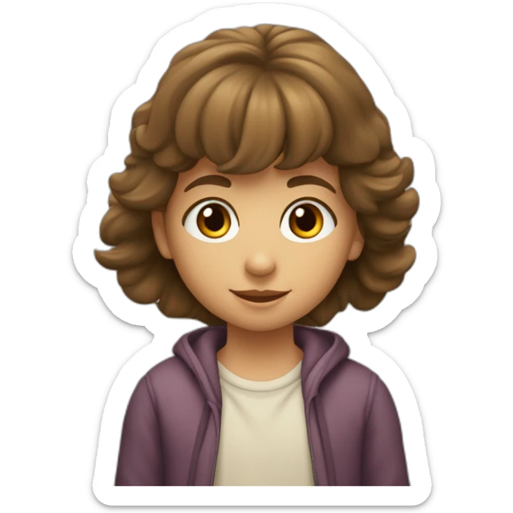 Gemelod Niño y niña de 8 años, el niño pelo castaño claro y la niña pelo castaño oscuro rizado sticker