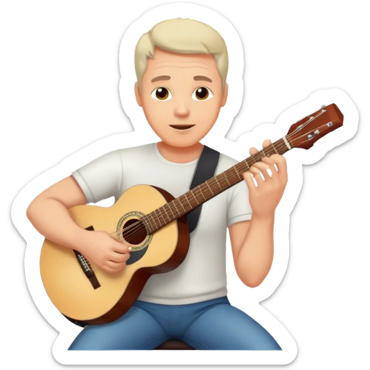 middle-aged man with light skin, musician, instrument, guitar, piano, violin, performance, music, playing, melody, talent, sound, notes, skilled, artist, creativity sticker