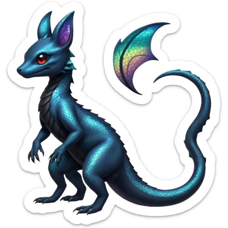 Shiny beautiful gorgeous ethereal Scaley Exotic Salandit-Umbreon-Fakémon-hybrid-creature (full body) sticker