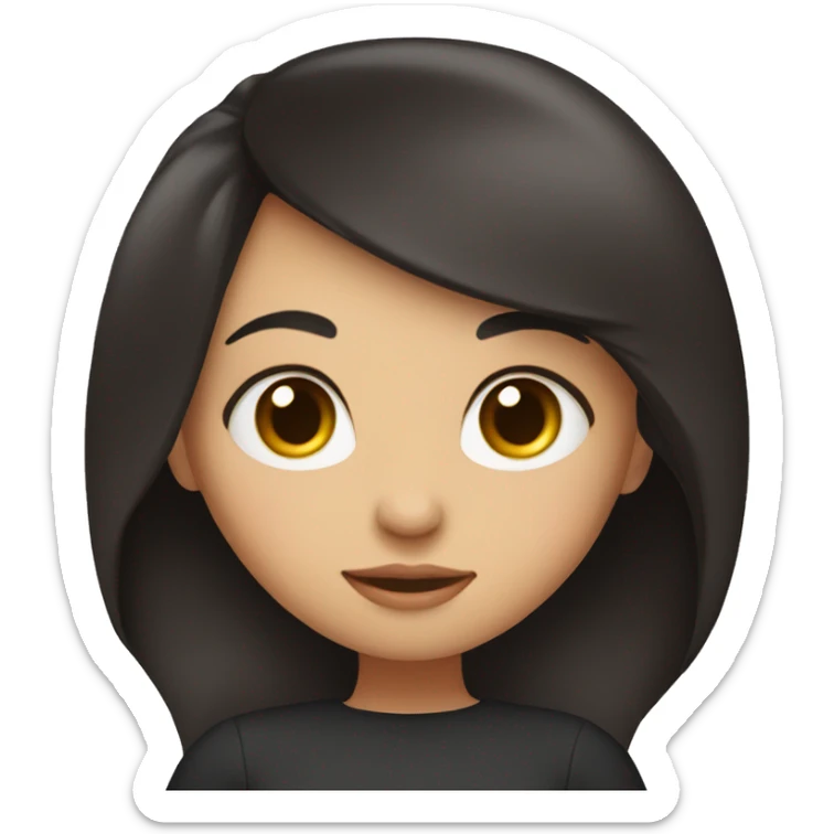 Girl with long black hair kissing girl with short brown hair sticker