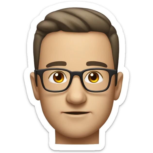 receeding hairline square glasses and slightly round face with big nose and good jawline sticker