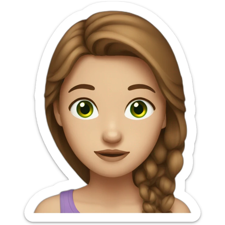 girl with green eyes and long brown hair sticker