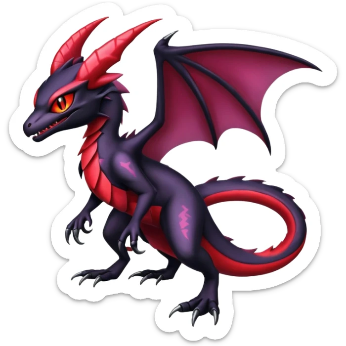 Shiny Epic Badass Edgy Dark Gothic Noibat-Salandit-Salazzle-Noivern-Nargacuga-Litten-Hybrid sticker
