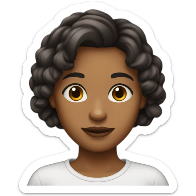 Une fille, cheveux très courts brun yeux noir tache de rousseur sticker