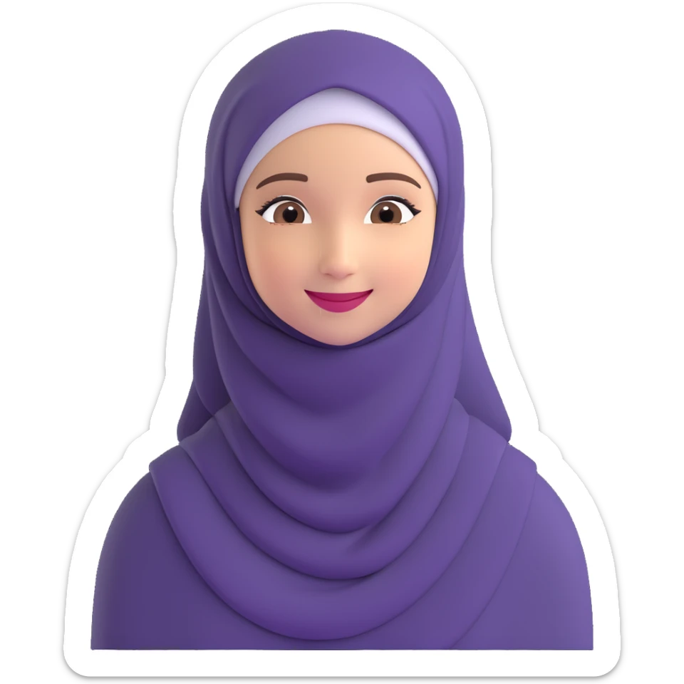 happy young girl in a purple hijab, warm and welcoming sticker