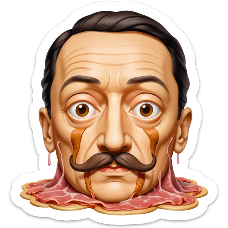 Salvadore dali with melting moustache made of spam meat portrait sticker