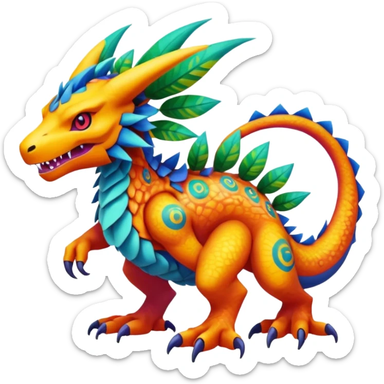 Colorful Exotic Pokémon-Digimon-Monster-Beast-Fakémon-hybrid-creature (full body) sticker