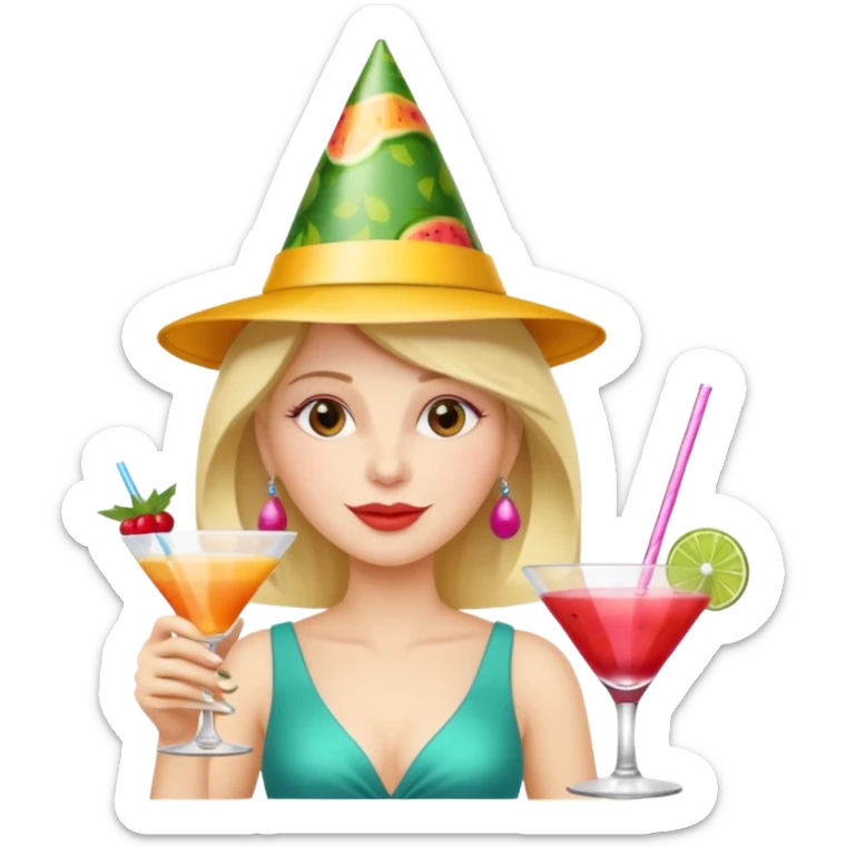 Party girl drinking a fruity cocktail celebrating her 53rd birthday  sticker