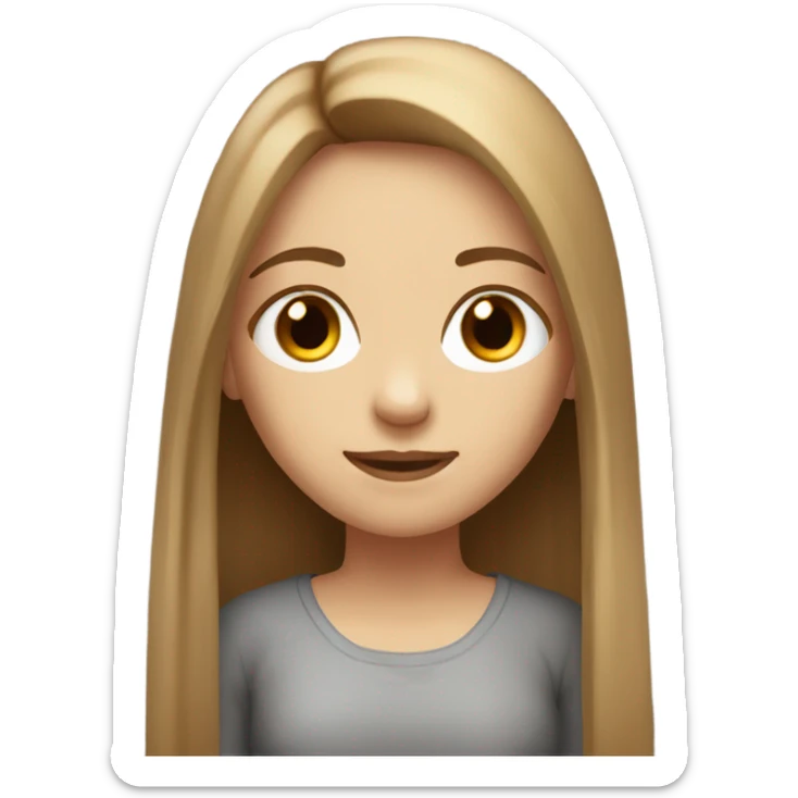 light brown long straight hair girl pale with brown dark eyes sticker