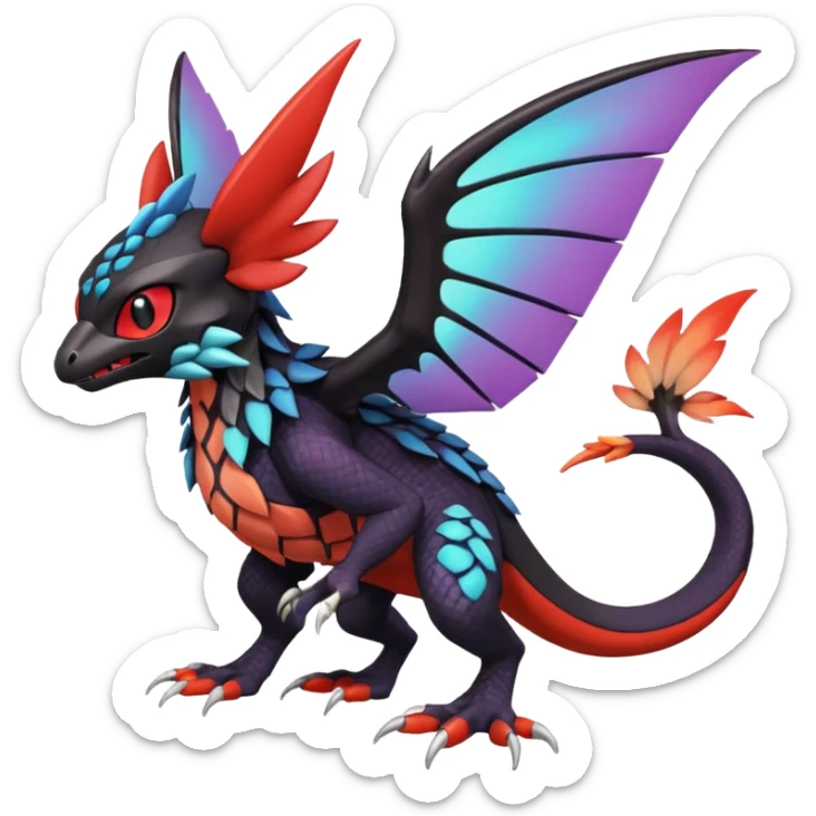  exotic tropical cyber-Litten-Noivern-Stitch-Trico-Fakémon-Pokémon-Vernid-creature sticker