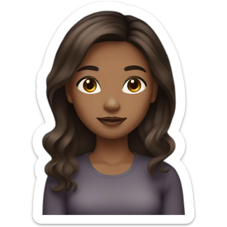 girl with brown skin tone and ombre black to brown hair sticker