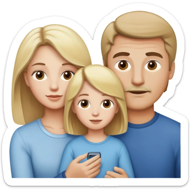 White family, 1 mom with brown hair, 1 dad with Blonde hair playing  sticker