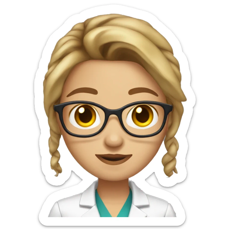 Woman pharma scientist with syringe and slight tan skin with brown hair and blonde hair tips  sticker