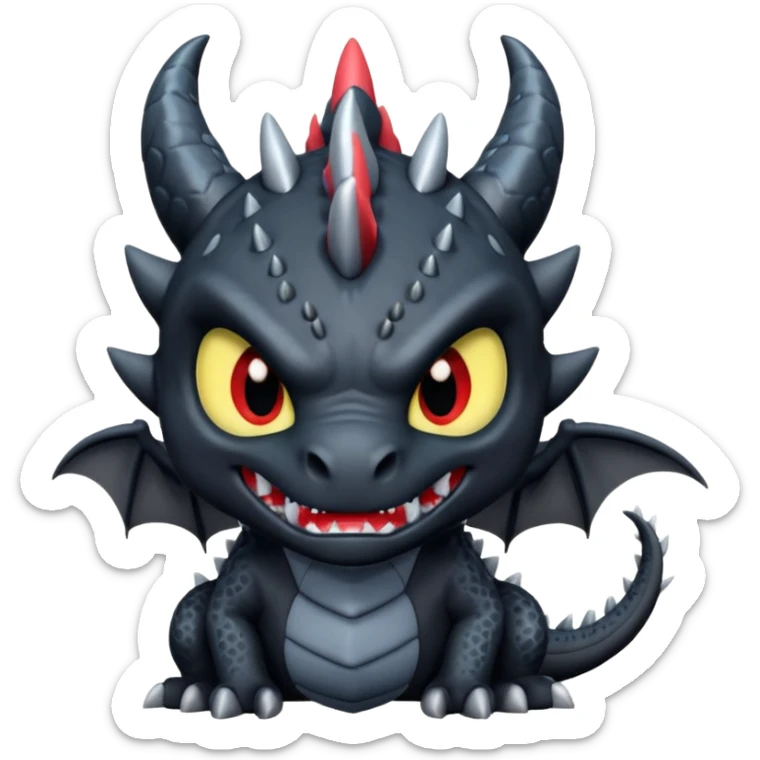 Un dragón furia nocturna mirando de frente animado que se vea malo  sticker