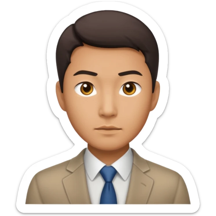 A proud Asian man embodying a sharp sense of rationality and a keen eye for smart, ambitious career moves. sticker