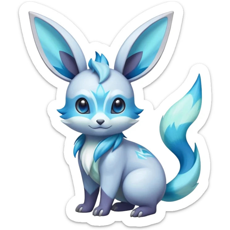 Colorful Iridescent Exotic Minccino-Aurorus-Glaceon-Fakémon-hybrid-creature (full body)  sticker