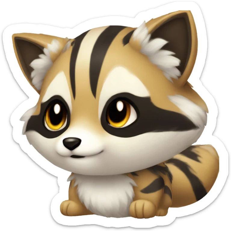 Colorful Shiny Kawaii Cute Celestial Raccoon-Tiger-Fakémon-Pokémon full body sticker