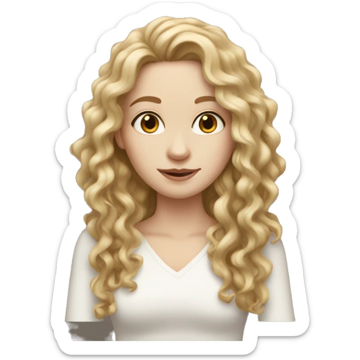 Woman with pale skin and long curly brown hair  sticker