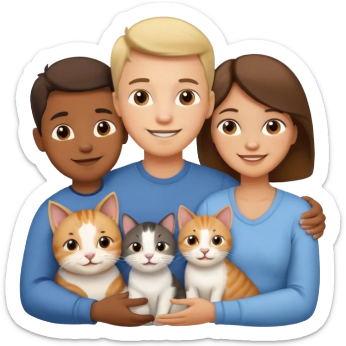 Un bebé Un niño de 10 años y papá y mamá tambien un gato y un perro todos son parte de la familia sticker