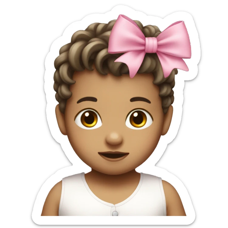 white baby boy wearing a pink bow in his hair brunette  sticker