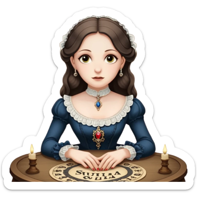 Sarah winchester, the Winchester fortune heiress, sitting att a ouija board sticker