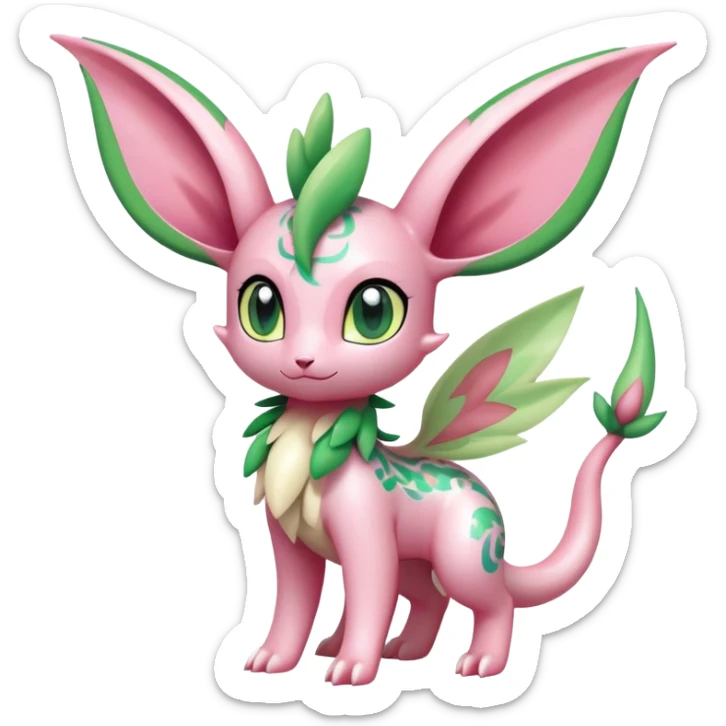Shiny Exotic Cute Adorable Majestic Ethereal Sparkly Flygon-Sylveon-Leafeon-Shaymin-Hybrid-Creature with pattern-markings sticker