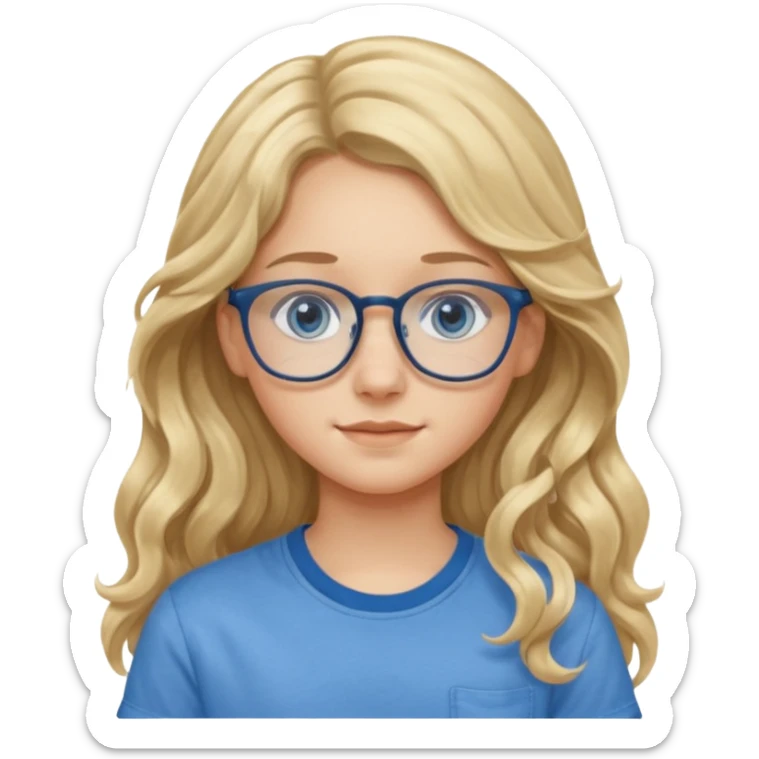 Fille 13 ans qui a des cheveux long et blond et wavy avec des lunettes et des yeux bleu- gris sticker