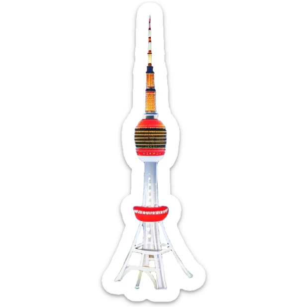 N Seoul Tower Landmark Emoji – Showing the tower atop Namsan Mountain with city lights in the background. sticker