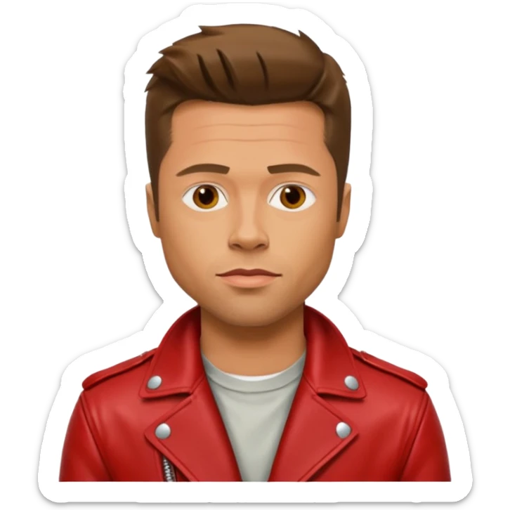 tyler durner personaje pelicula fight club con campera roja, brad pitt sticker