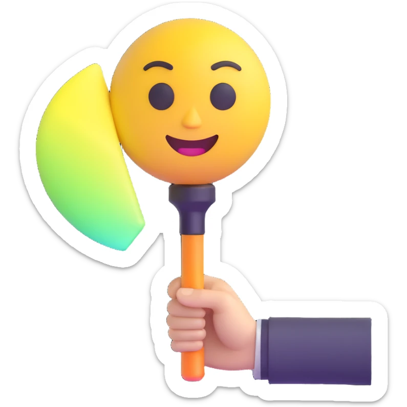 healthy and strong BLACKPINK fan in 3D emoji style, energetic pose, holding a BLACKPINK lightstick, glossy and playful sticker