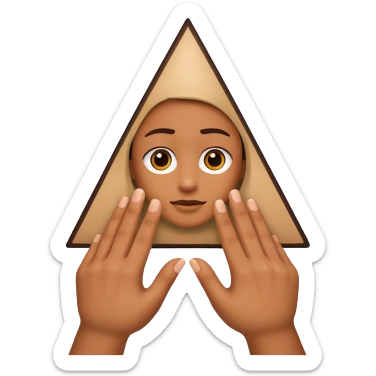 Similar to the heart hands emoji, this emoji should show a triangle created by the fingers of the hands. There should be no other triangles in the emoji. sticker