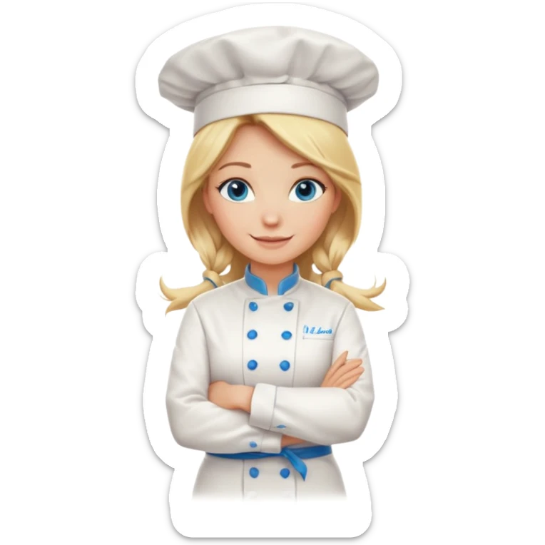 Full body 
Sexy Long Blonde hair blue eyed female chef arms folded sticker