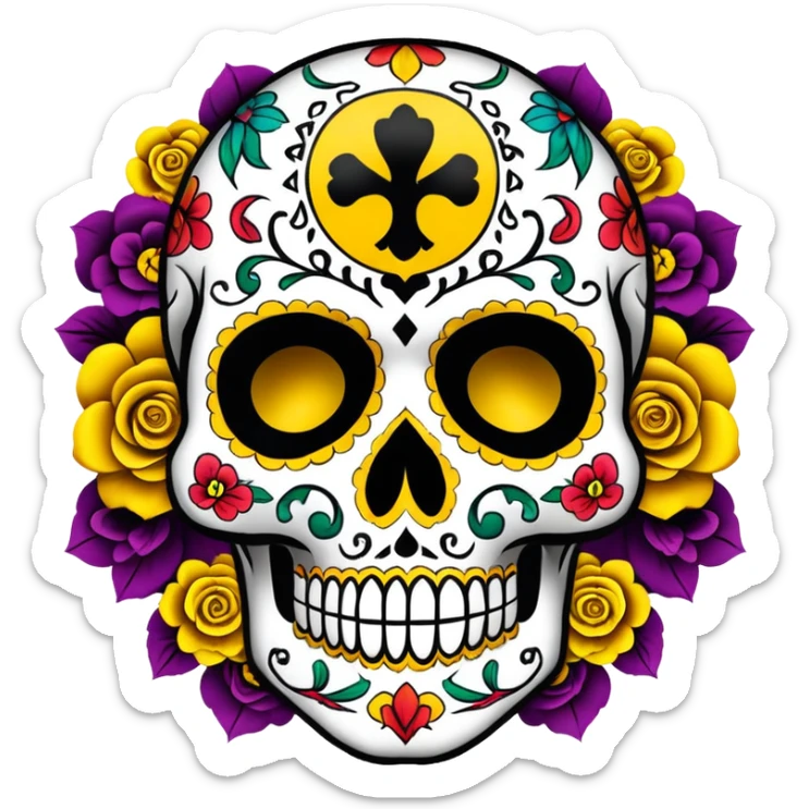 WuTang sugar skull with the wu-tang W logo incorporated into the skull design sticker