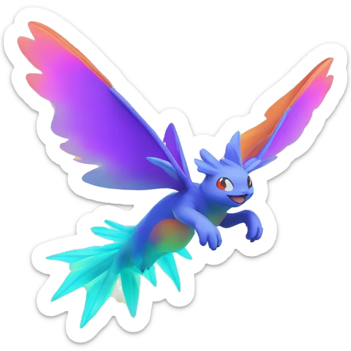 Colorful Neon Colors Vibrant Colors Flying Fakémon-Pokémon-Creature Full Body sticker