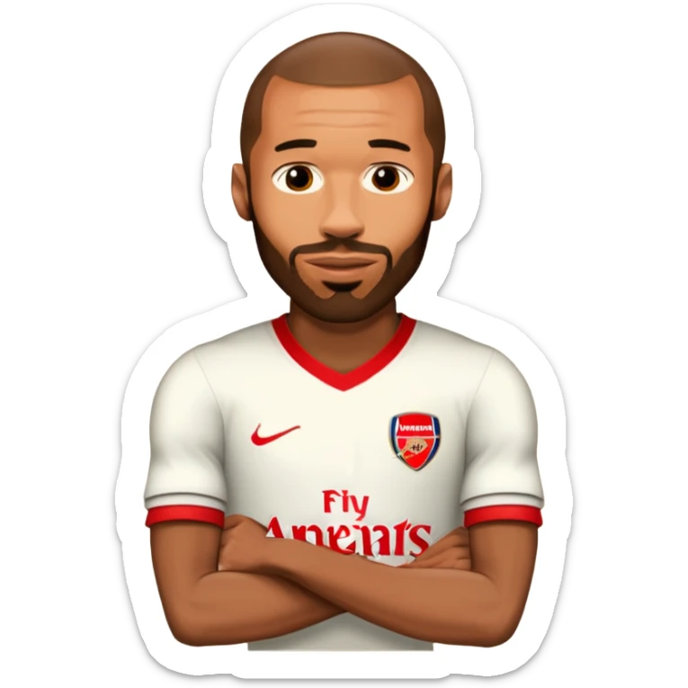 Add an Arsenal jersey to Thierry Henry in a football theme, keeping the emoji style. sticker